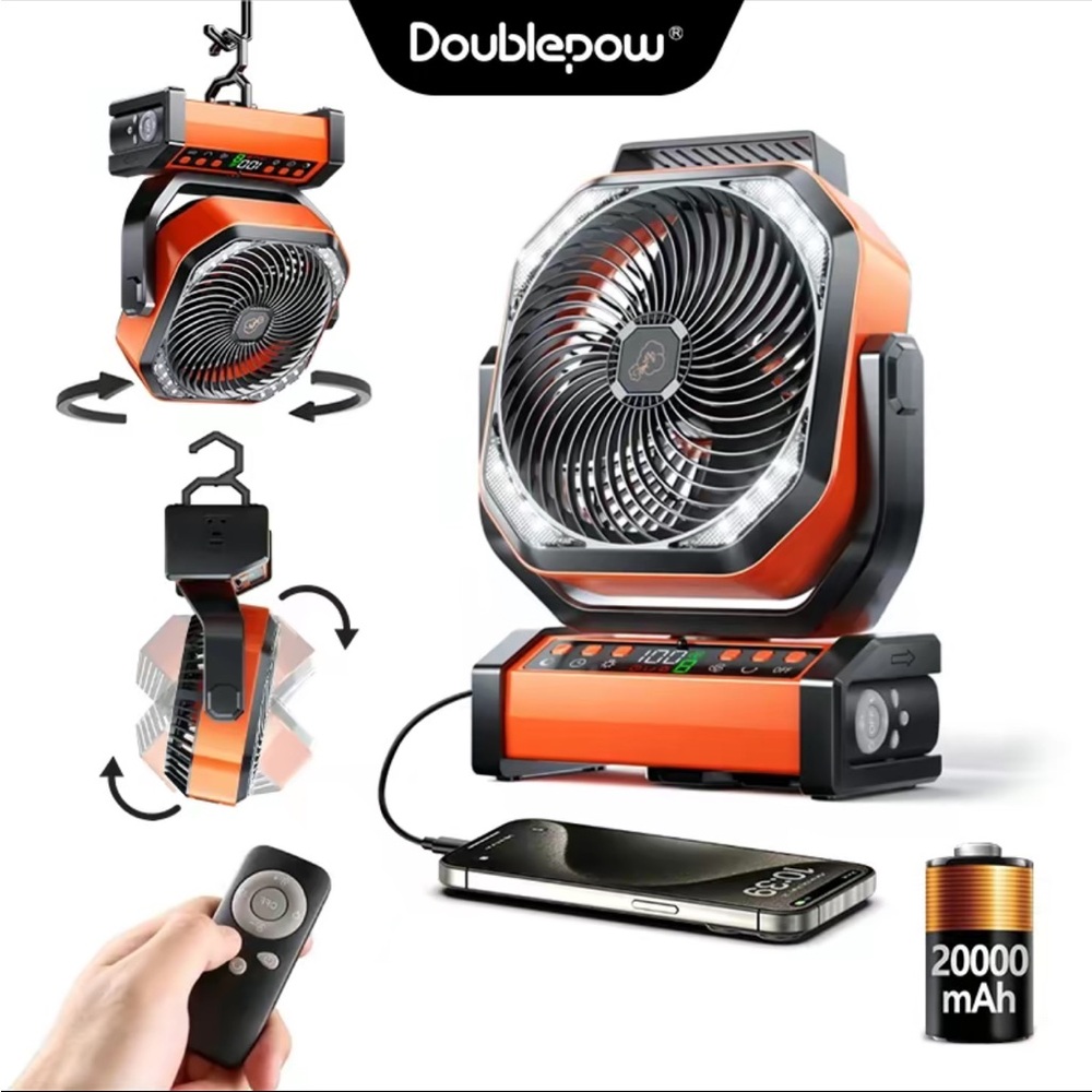 Orange Portable Fan with Remote